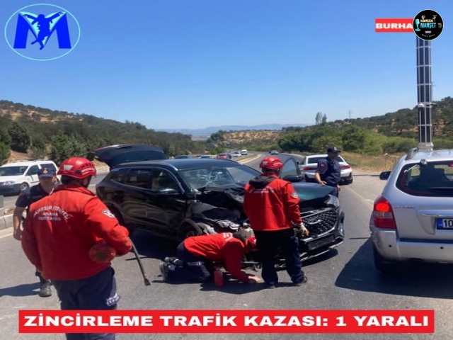 Burhaniye'de Zincirleme Trafik Kazası: 1 Yaralı